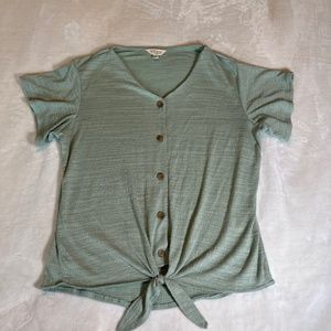 Womens Light Green Weatherproof Vintage Short Sleeve Top Size Medium